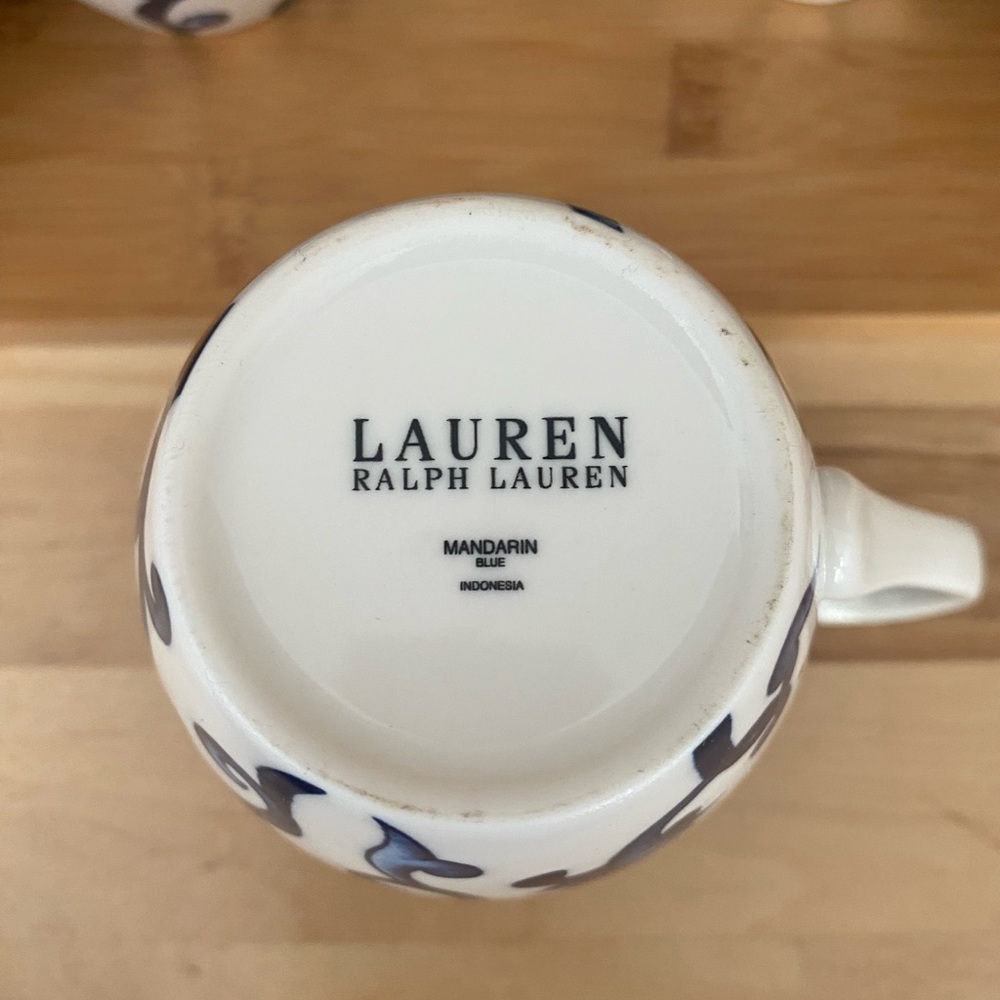Ralph Lauren Mandarin Blue Bone China Coffee/Tea Cups Set of 3 - Picture 3 of 6